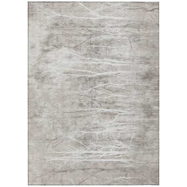 HomeRoots 5' Elegant Silver and Gray Floral Area Rug - Durable, Washable Indoor/Outdoor Design for Any Space 8' X 10' 631026