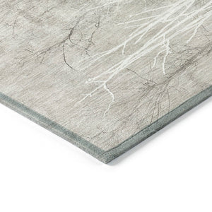 HomeRoots 5' Elegant Silver and Gray Floral Area Rug - Durable, Washable Indoor/Outdoor Design for Any Space 9' X 12' 631027