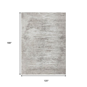 HomeRoots 5' Elegant Silver and Gray Floral Area Rug - Durable, Washable Indoor/Outdoor Design for Any Space 10' X 14' 631028