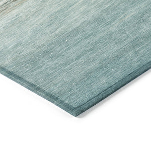 HomeRoots 5' Teal Blue and Gold Nautical Area Rug – Stylish, Durable, Washable for Indoor and Outdoor Spaces 8' Round 631043
