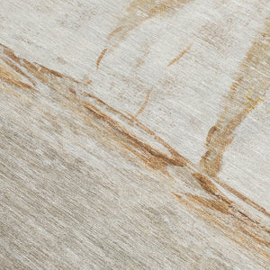 HomeRoots 5' Nautical Taupe and Gold Area Rug - Durable, Washable Design for Indoor and Outdoor Spaces 5' X 8' 631048