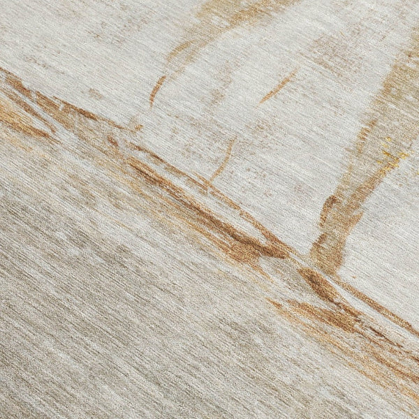 HomeRoots 5' Nautical Taupe and Gold Area Rug - Durable, Washable Design for Indoor and Outdoor Spaces 5' X 8' 631048