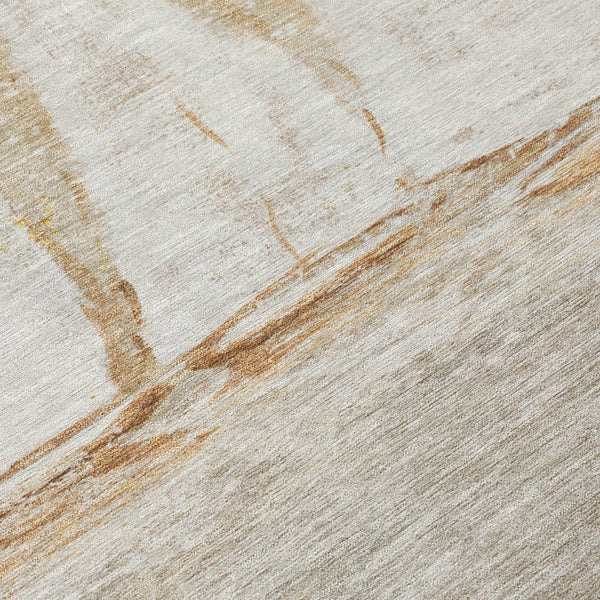 HomeRoots 5' Nautical Taupe and Gold Area Rug - Durable, Washable Design for Indoor and Outdoor Spaces 5' X 8' 631048