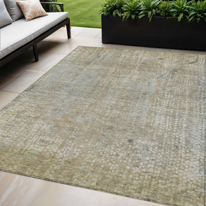 HomeRoots 5' Abstract Beige and Ivory Indoor Outdoor Area Rug - Durable, Washable, Modern Style for Any Space 5' X 8' 631054