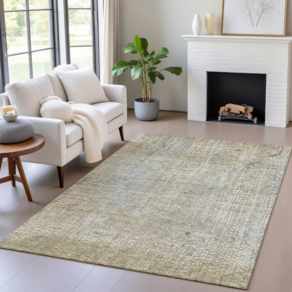 HomeRoots 5' Abstract Beige and Ivory Indoor Outdoor Area Rug - Durable, Washable, Modern Style for Any Space 5' X 8' 631054