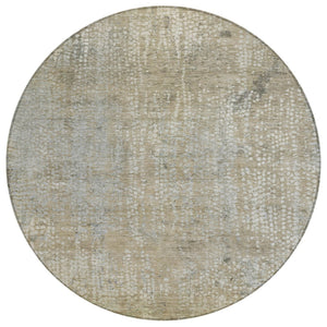 HomeRoots 5' Abstract Beige and Ivory Indoor Outdoor Area Rug - Durable, Washable, Modern Style for Any Space 8' Round 631055