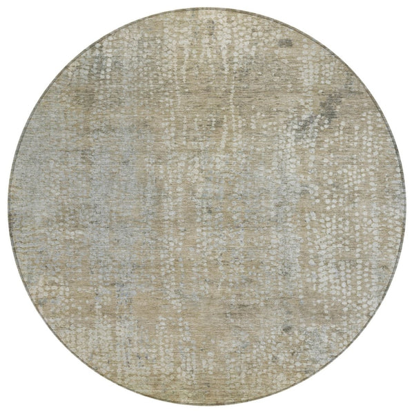 HomeRoots 5' Abstract Beige and Ivory Indoor Outdoor Area Rug - Durable, Washable, Modern Style for Any Space 8' Round 631055