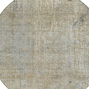 HomeRoots 5' Abstract Beige and Ivory Indoor Outdoor Area Rug - Durable, Washable, Modern Style for Any Space 8' Round 631055