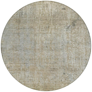 HomeRoots 5' Abstract Beige and Ivory Indoor Outdoor Area Rug - Durable, Washable, Modern Style for Any Space 8' Round 631055