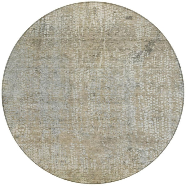 HomeRoots 5' Abstract Beige and Ivory Indoor Outdoor Area Rug - Durable, Washable, Modern Style for Any Space 8' Round 631055