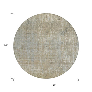 HomeRoots 5' Abstract Beige and Ivory Indoor Outdoor Area Rug - Durable, Washable, Modern Style for Any Space 8' Round 631055