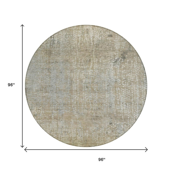 HomeRoots 5' Abstract Beige and Ivory Indoor Outdoor Area Rug - Durable, Washable, Modern Style for Any Space 8' Round 631055