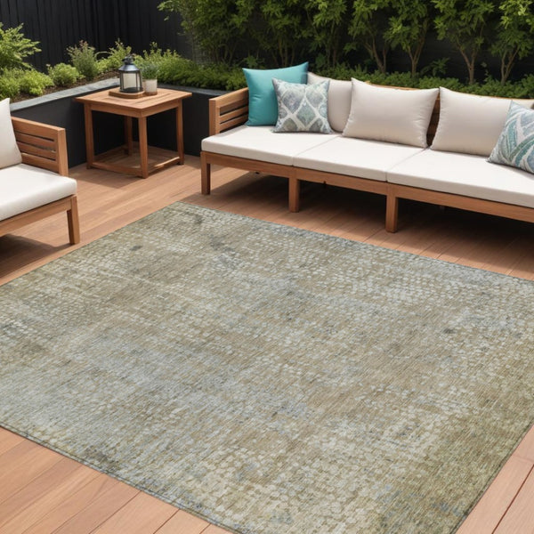 HomeRoots 5' Abstract Beige and Ivory Indoor Outdoor Area Rug - Durable, Washable, Modern Style for Any Space 8' X 10' 631056