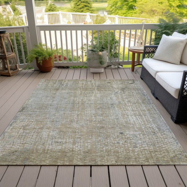 HomeRoots 5' Abstract Beige and Ivory Indoor Outdoor Area Rug - Durable, Washable, Modern Style for Any Space 8' X 10' 631056
