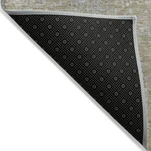 HomeRoots 5' Abstract Beige and Ivory Indoor Outdoor Area Rug - Durable, Washable, Modern Style for Any Space 9' X 12' 631057