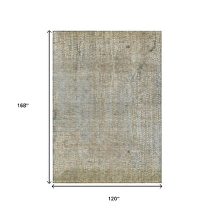 HomeRoots 5' Abstract Beige and Ivory Indoor Outdoor Area Rug - Durable, Washable, Modern Style for Any Space 10' X 14' 631058