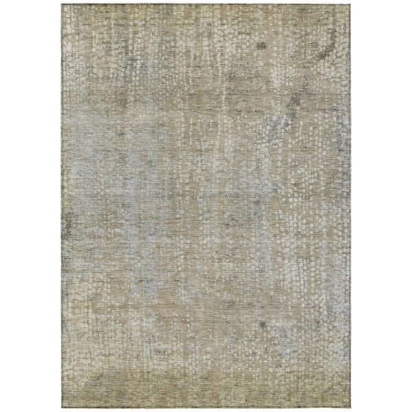 HomeRoots 5' Abstract Beige and Ivory Indoor Outdoor Area Rug - Durable, Washable, Modern Style for Any Space 10' X 14' 631058