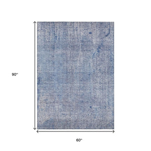 HomeRoots 5' Stylish Blue and Ivory Abstract Area Rug - Durable, Washable, Perfect for Indoor and Outdoor Use 5' X 8' 631060