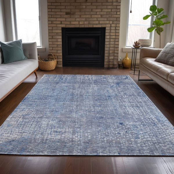HomeRoots 5' Stylish Blue and Ivory Abstract Area Rug - Durable, Washable, Perfect for Indoor and Outdoor Use 5' X 8' 631060