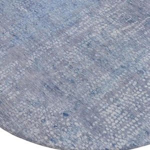 HomeRoots 5' Stylish Blue and Ivory Abstract Area Rug - Durable, Washable, Perfect for Indoor and Outdoor Use 8' Round 631061