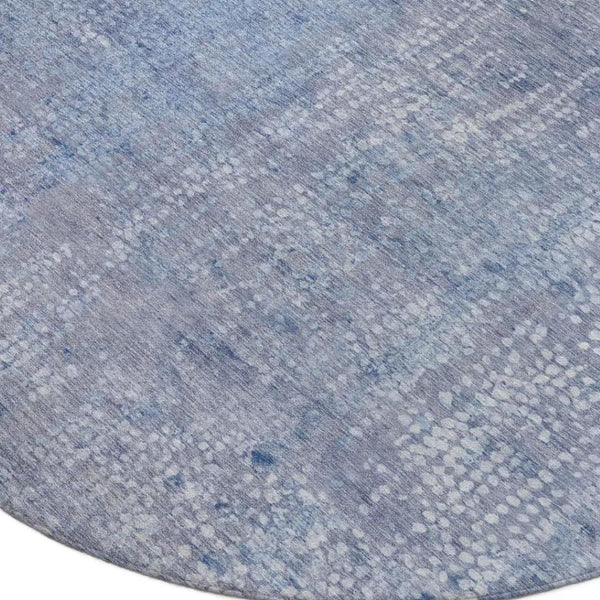 HomeRoots 5' Stylish Blue and Ivory Abstract Area Rug - Durable, Washable, Perfect for Indoor and Outdoor Use 8' Round 631061