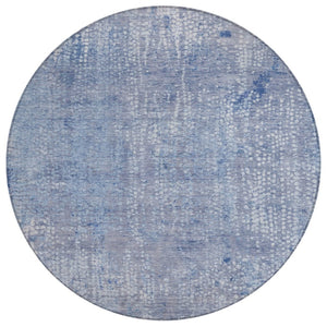 HomeRoots 5' Stylish Blue and Ivory Abstract Area Rug - Durable, Washable, Perfect for Indoor and Outdoor Use 8' Round 631061