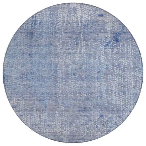 HomeRoots 5' Stylish Blue and Ivory Abstract Area Rug - Durable, Washable, Perfect for Indoor and Outdoor Use 8' Round 631061