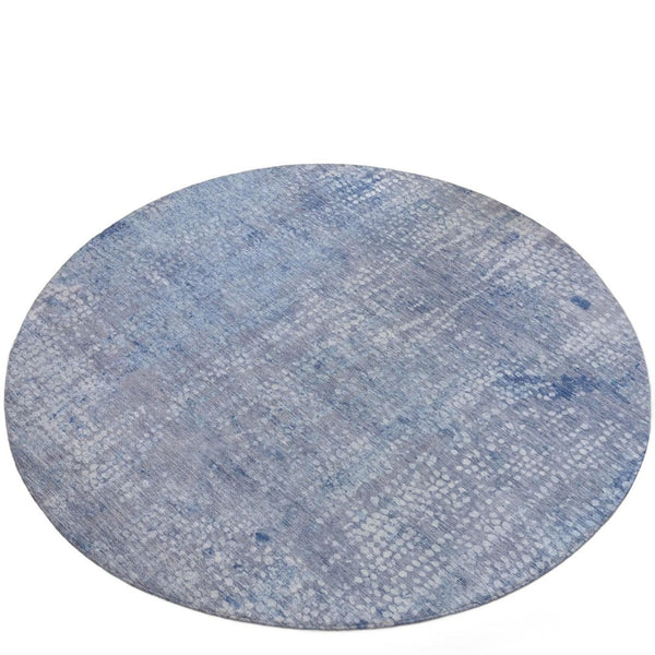 HomeRoots 5' Stylish Blue and Ivory Abstract Area Rug - Durable, Washable, Perfect for Indoor and Outdoor Use 8' Round 631061