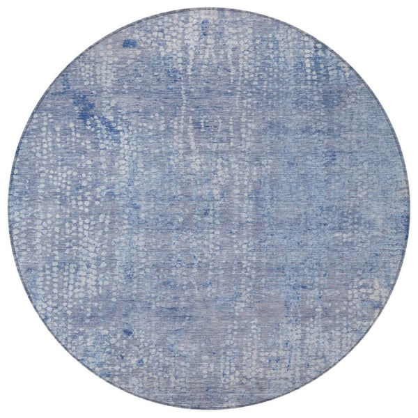 HomeRoots 5' Stylish Blue and Ivory Abstract Area Rug - Durable, Washable, Perfect for Indoor and Outdoor Use 8' Round 631061