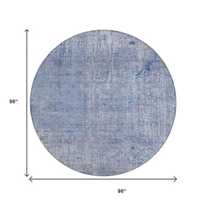 HomeRoots 5' Stylish Blue and Ivory Abstract Area Rug - Durable, Washable, Perfect for Indoor and Outdoor Use 8' Round 631061