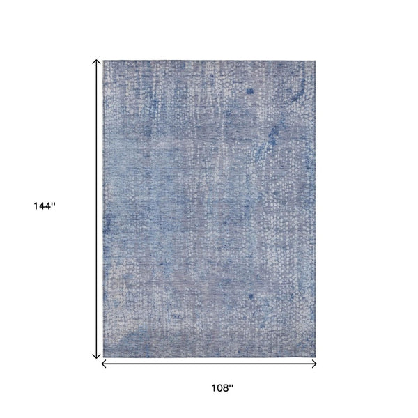 HomeRoots 5' Stylish Blue and Ivory Abstract Area Rug - Durable, Washable, Perfect for Indoor and Outdoor Use 9' X 12' 631063