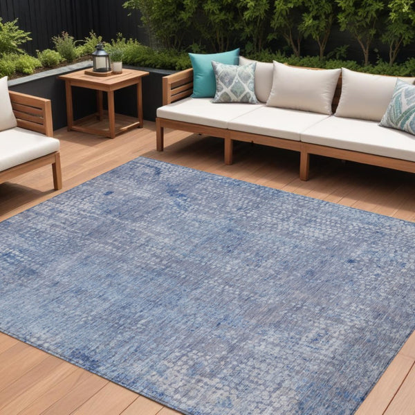 HomeRoots 5' Stylish Blue and Ivory Abstract Area Rug - Durable, Washable, Perfect for Indoor and Outdoor Use 9' X 12' 631063