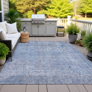 HomeRoots 5' Stylish Blue and Ivory Abstract Area Rug - Durable, Washable, Perfect for Indoor and Outdoor Use 9' X 12' 631063