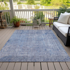 HomeRoots 5' Stylish Blue and Ivory Abstract Area Rug - Durable, Washable, Perfect for Indoor and Outdoor Use 9' X 12' 631063