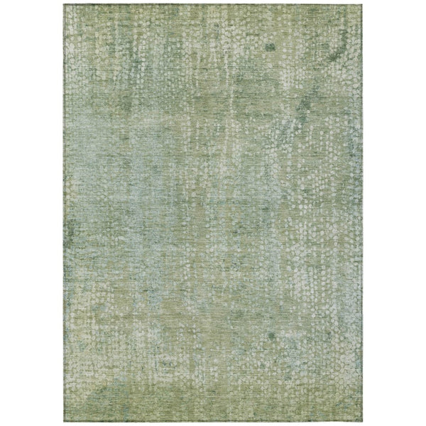 HomeRoots 5' Green and Ivory Abstract Area Rug - Stylish Washable Indoor/Outdoor Rug for High-Traffic Spaces 5' X 8' 631066