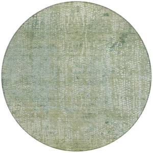 HomeRoots 5' Green and Ivory Abstract Area Rug - Stylish Washable Indoor/Outdoor Rug for High-Traffic Spaces 8' Round 631067