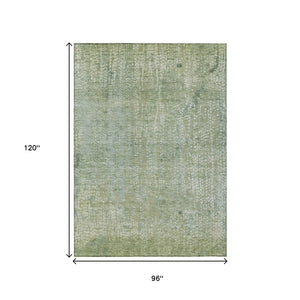 HomeRoots 5' Green and Ivory Abstract Area Rug - Stylish Washable Indoor/Outdoor Rug for High-Traffic Spaces 8' X 10' 631068