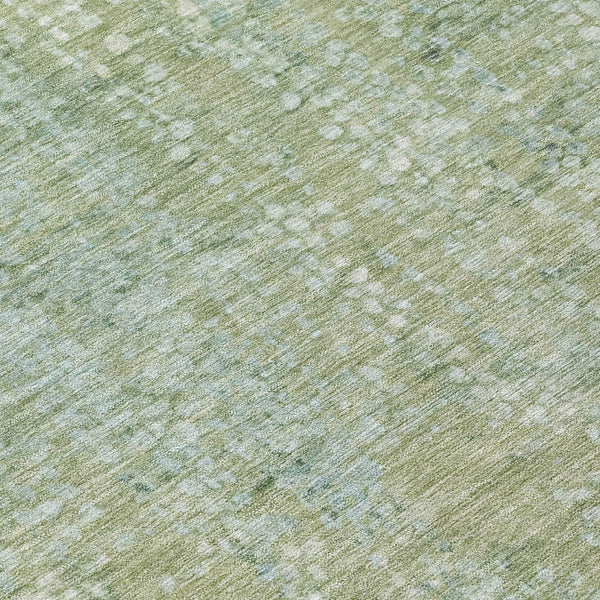 HomeRoots 5' Green and Ivory Abstract Area Rug - Stylish Washable Indoor/Outdoor Rug for High-Traffic Spaces 8' X 10' 631068