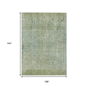 HomeRoots 5' Green and Ivory Abstract Area Rug - Stylish Washable Indoor/Outdoor Rug for High-Traffic Spaces 9' X 12' 631069
