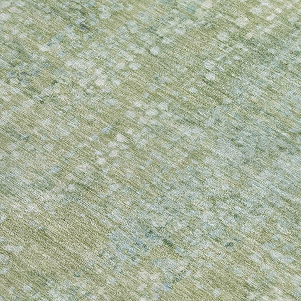 HomeRoots 5' Green and Ivory Abstract Area Rug - Stylish Washable Indoor/Outdoor Rug for High-Traffic Spaces 10' X 14' 631070