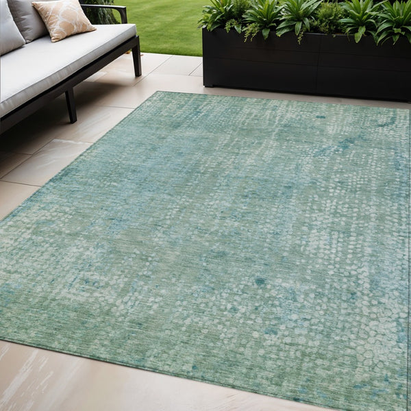 HomeRoots 5' Teal Blue and Ivory Abstract Area Rug - Stylish, Washable, Perfect for Indoor and Outdoor Spaces 5' X 8' 631072