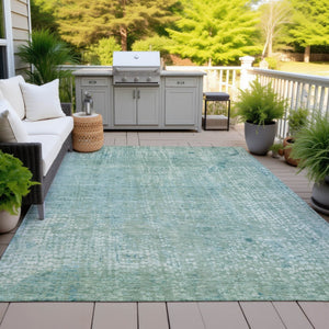 HomeRoots 5' Teal Blue and Ivory Abstract Area Rug - Stylish, Washable, Perfect for Indoor and Outdoor Spaces 5' X 8' 631072