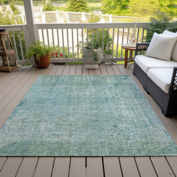 HomeRoots 5' Teal Blue and Ivory Abstract Area Rug - Stylish, Washable, Perfect for Indoor and Outdoor Spaces 5' X 8' 631072