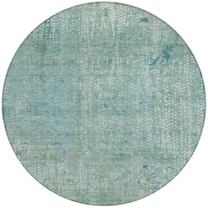 HomeRoots 5' Teal Blue and Ivory Abstract Area Rug - Stylish, Washable, Perfect for Indoor and Outdoor Spaces 8' Round 631073