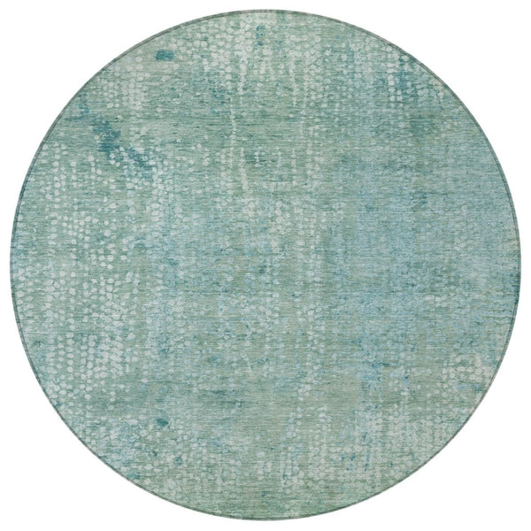 HomeRoots 5' Teal Blue and Ivory Abstract Area Rug - Stylish, Washable, Perfect for Indoor and Outdoor Spaces 8' Round 631073