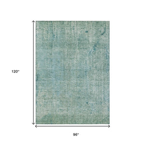 HomeRoots 5' Teal Blue and Ivory Abstract Area Rug - Stylish, Washable, Perfect for Indoor and Outdoor Spaces 8' X 10' 631074