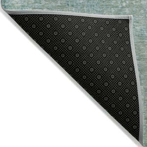 HomeRoots 5' Teal Blue and Ivory Abstract Area Rug - Stylish, Washable, Perfect for Indoor and Outdoor Spaces 8' X 10' 631074