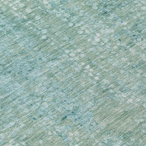 HomeRoots 5' Teal Blue and Ivory Abstract Area Rug - Stylish, Washable, Perfect for Indoor and Outdoor Spaces 9' X 12' 631075