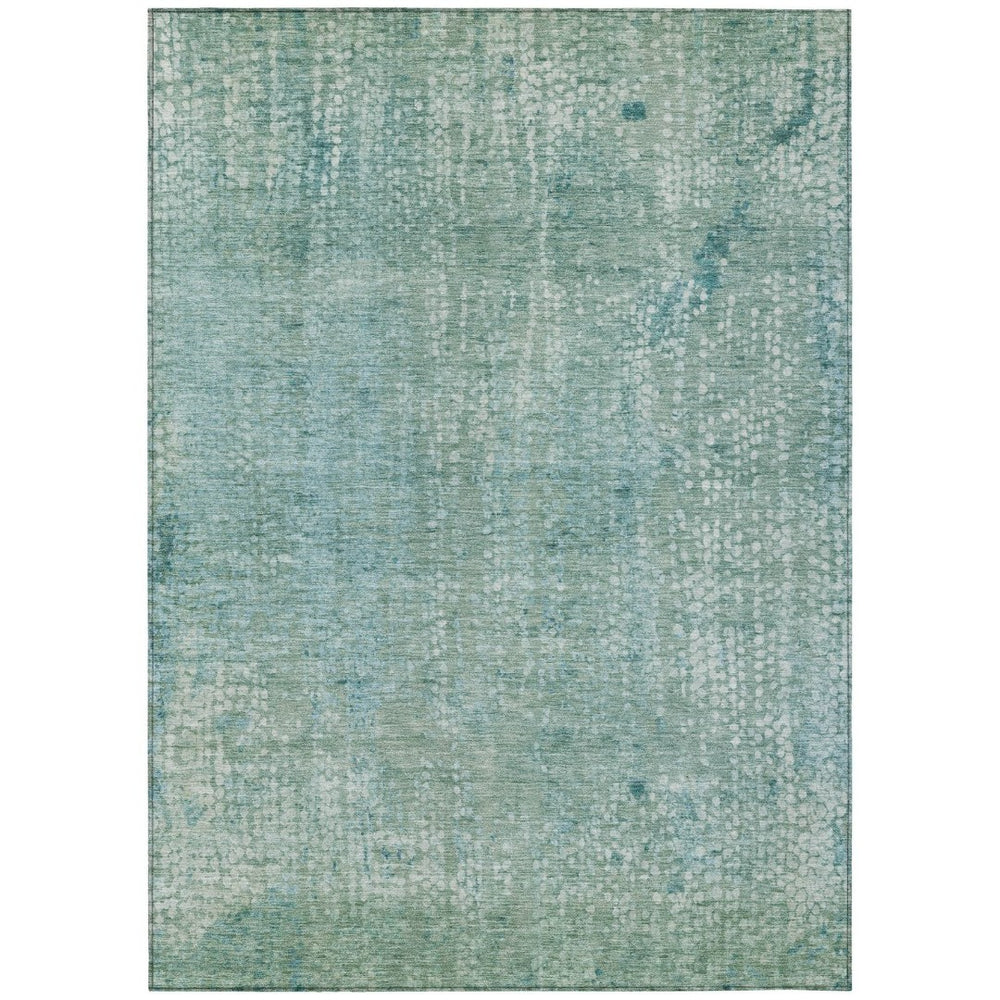 HomeRoots 5' Teal Blue and Ivory Abstract Area Rug - Stylish, Washable, Perfect for Indoor and Outdoor Spaces 10' X 14' 631076