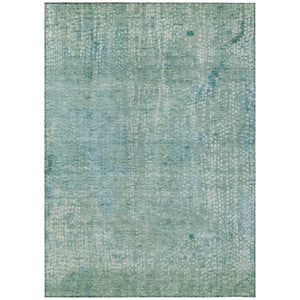 HomeRoots 5' Teal Blue and Ivory Abstract Area Rug - Stylish, Washable, Perfect for Indoor and Outdoor Spaces 10' X 14' 631076